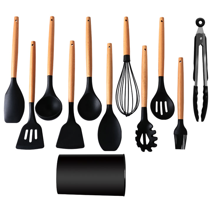 Eleven-piece silicone cooking utensil set