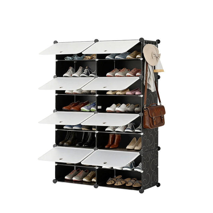 Eight-layer stackable shoe cabinet with clear doors