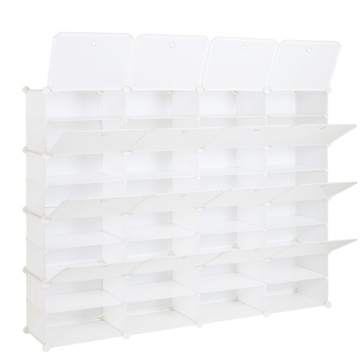 Eight-tier 32 grid modular shoe rack tower