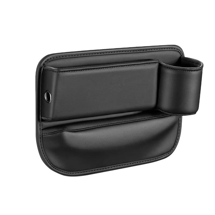 Black PU leather car seat gap organiser