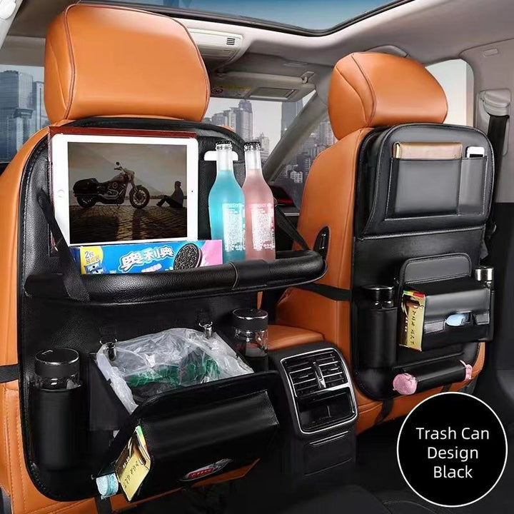 Back seat organiser fitted with tray table open