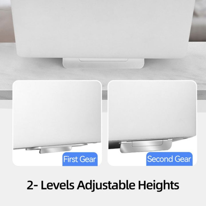 Laptop riser set to two different height positions