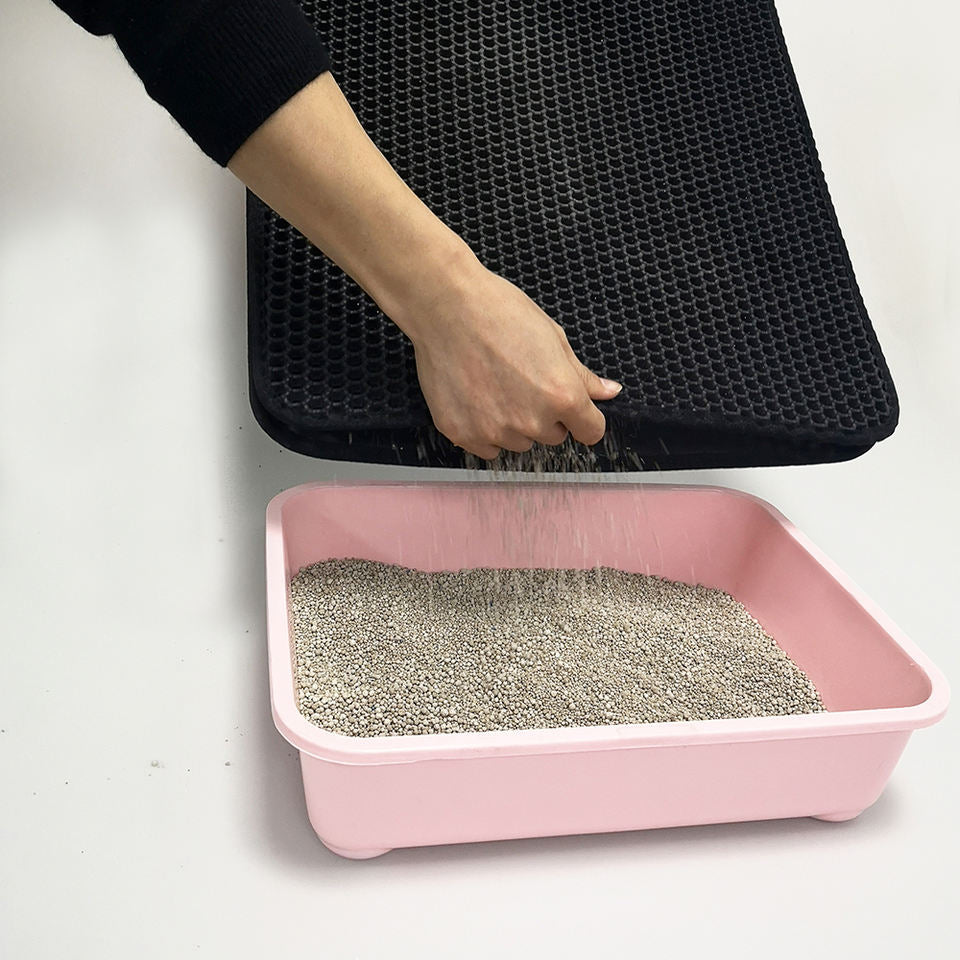 Litter mat beside a cat litter tray