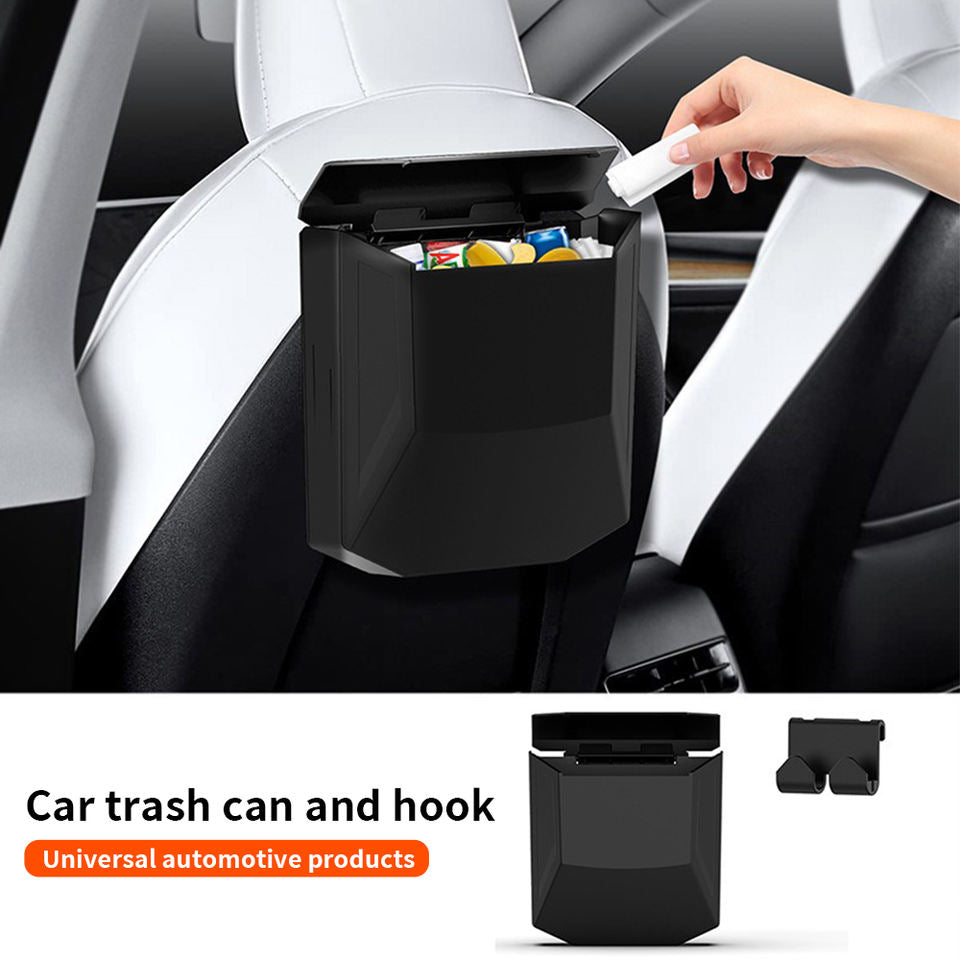 Car bin hanging behind a car seat