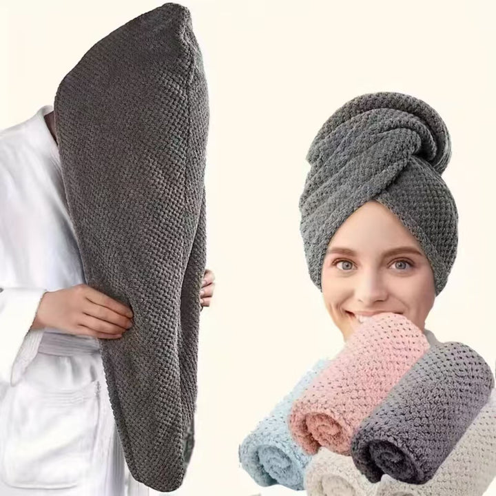 Jacquard woven hair turbans in pink and grey